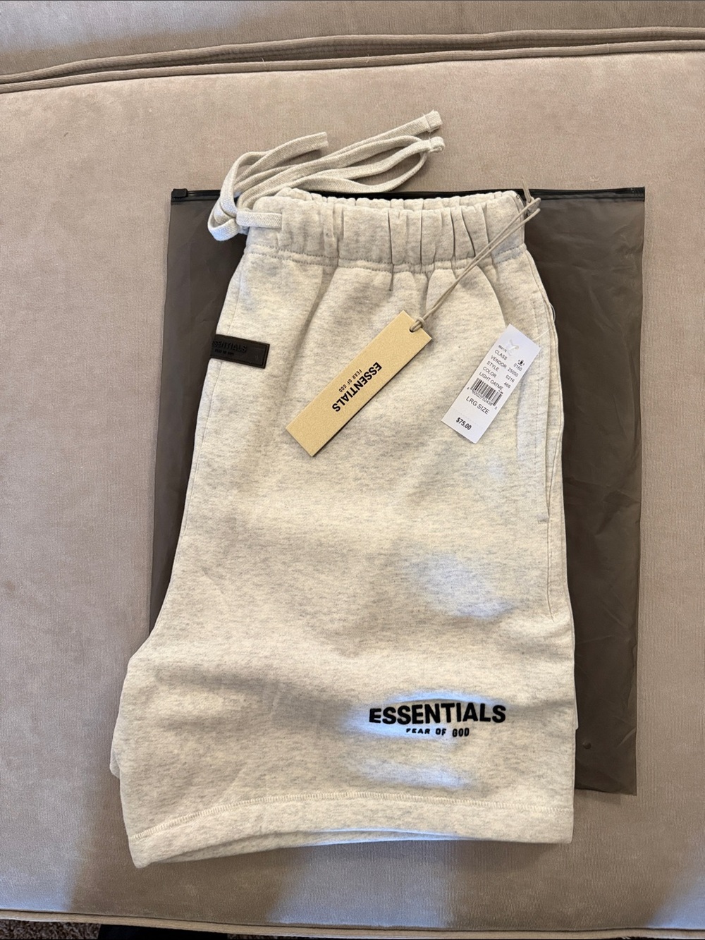 Essentials Light Oatmeal Logo Sweatshorts